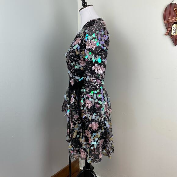 ModCloth Forever U Wrap Dress Multi Iridescent Pastel Sequins Size 2 $214 Fairy - Picture 11 of 13